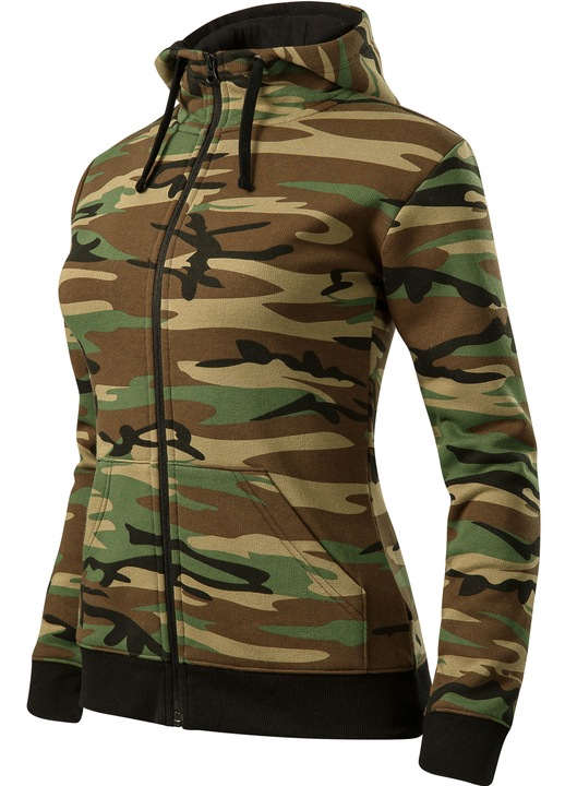 Hanorac model camuflaj, pentru dama, maro, marimea M