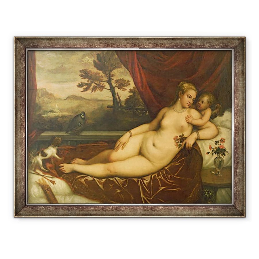 Tablou inramat - Titian - Venus si Cupidon, 70 x 90 cm