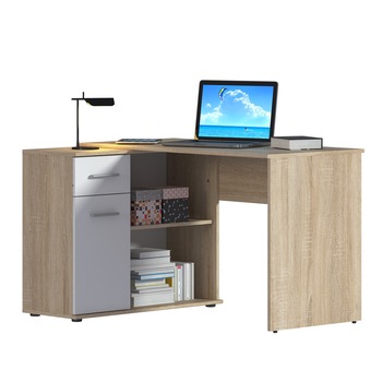 Biroul de colt Sani Mambo SB 2886, 119/91.5/74.3 cm, Stejar sonoma/Alb Biroul de colt Sani Mambo SB 2886, 119/91.5/74.3 cm, Stejar sonoma/Alb