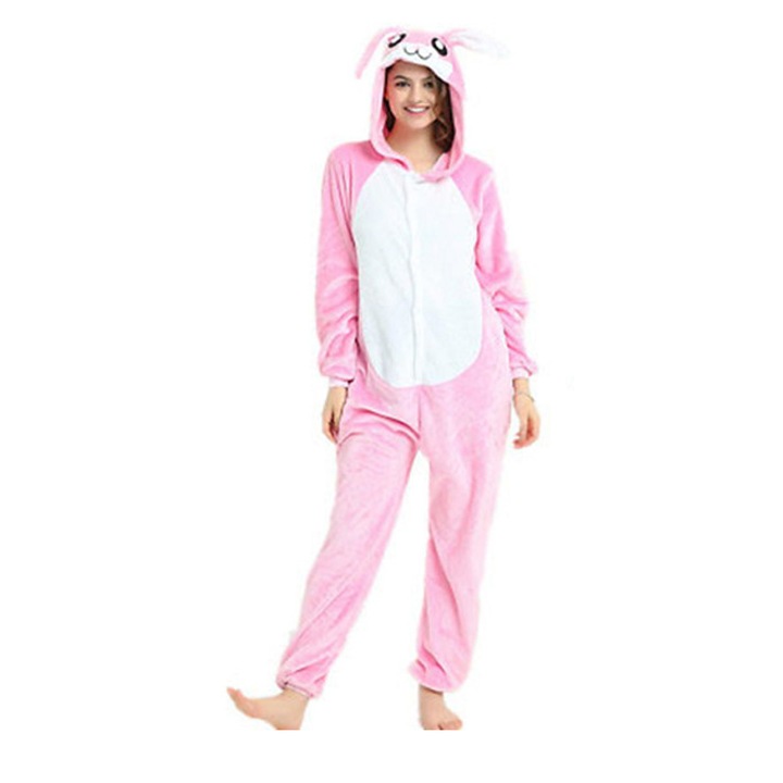 Pijamale salopeta copii iepuras roz 3-4 ani