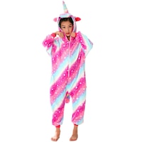 Pijamale salopeta copii unicorn roz stelute 9-10 ani