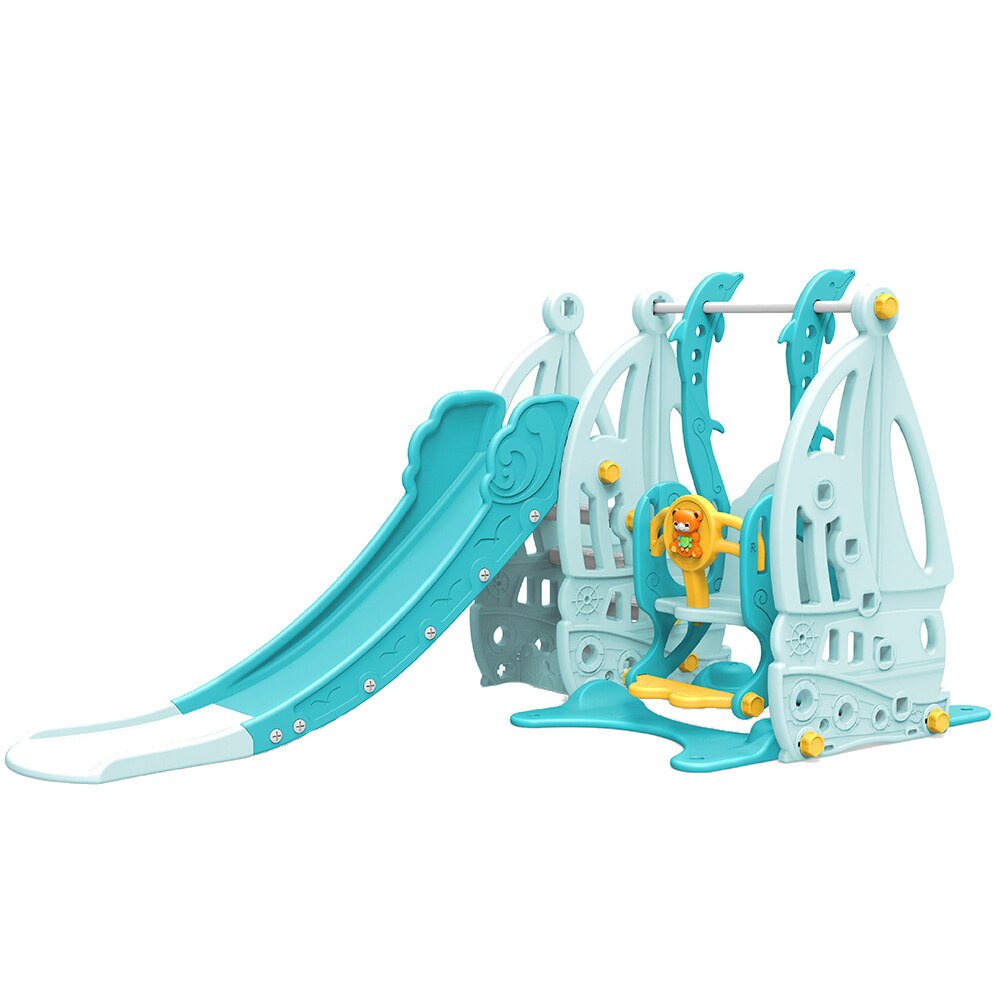 Spatiu de joaca cu leagan si tobogan Coco Blue