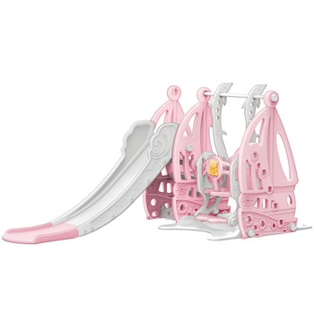 Spatiu de joaca cu leagan si tobogan Coco Pink Spatiu de joaca cu leagan si tobogan Coco Pink