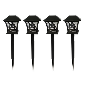 Pachet 4 lampi solare LED de exterior pentru gradina Star-Light, dispersor tip felinar cu model libelula, 0.06W, 1 lm, 200mAh, Plastic, 40cm Pachet 4 lampi solare LED de exterior pentru gradina Star-Light, dispersor tip felinar cu model libelula, 0.06W, 1 lm, 200mAh, Plastic, 40cm