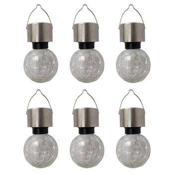Pachet 6 lampi solare LED RGB de exterior pentru gradina Star-Light, dispersor tip glob, 200mAh, Inox si sticla, 15cm Pachet 6 lampi solare LED RGB de exterior pentru gradina Star-Light, dispersor tip glob, 200mAh, Inox si sticla, 15cm