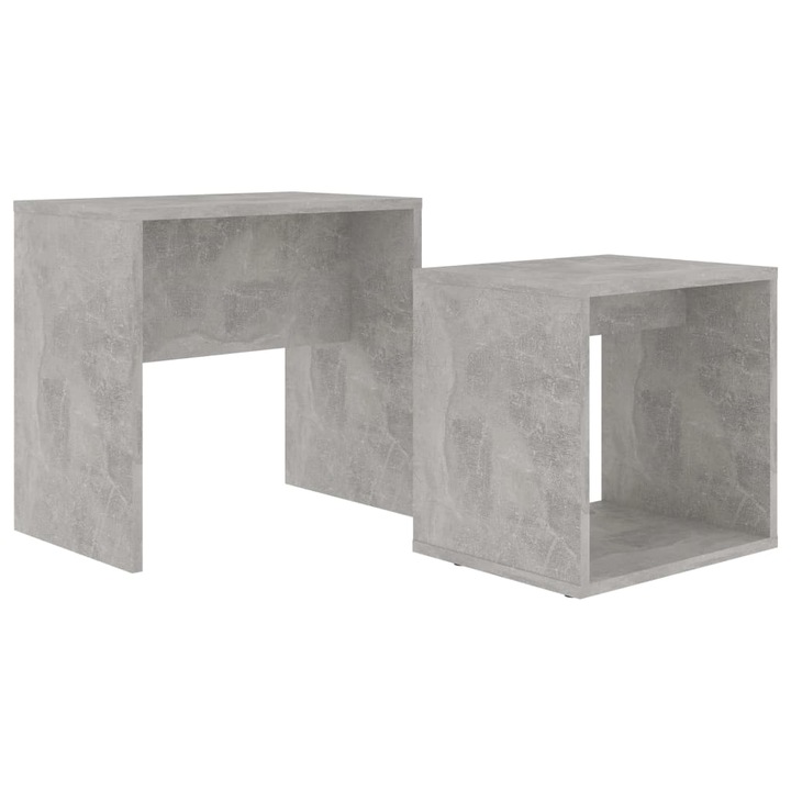 Set masute de cafea vidaXL, gri beton, 48x30x45 cm, lemn prelucrat