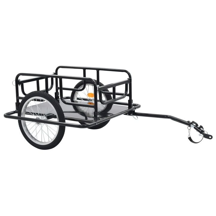 Remorca de bicicleta vidaXL, negru, otel, 130 x 73 x 48.5 cm