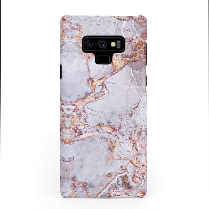 Кейс за Samsung Galaxy Note 9 в дизайн Silver Marble with Gold Threads, Висококачествен