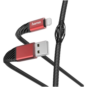 Cablu de date Hama Extreme, Lightning, 1.5m, Negru/Rosu Cablu de date Hama Extreme, Lightning, 1.5m, Negru/Rosu