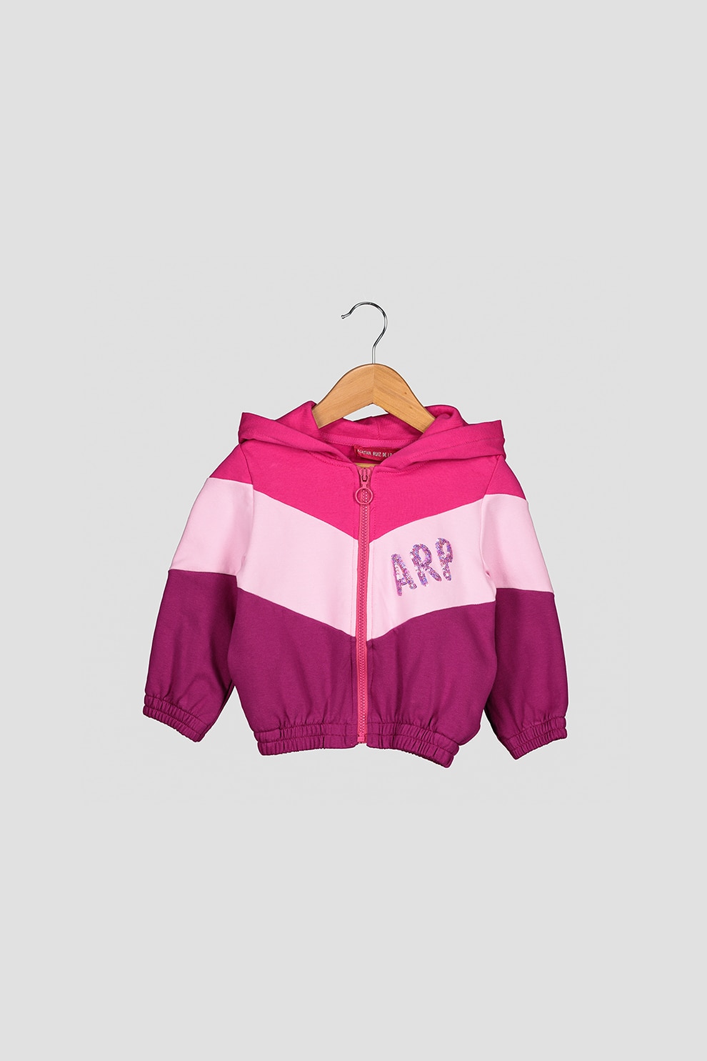 Agatha Ruiz de la Prada, Hanorac cu aplicatii de paiete si fermoar, 128 CM, Roz fandango/Roz pastel