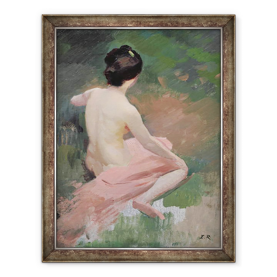 Tablou inramat - Jules Ernest Renoux - Femeie Nud asezat vazut din spate, 60 x 80 cm