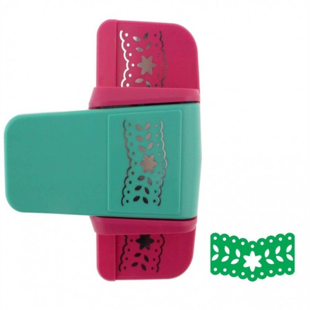 Perforator Bordura DACO Hobby Bordurel, Model 3, Plastic/Metal, Perforare 5.7x3.8 cm, Roz/Turcoaz