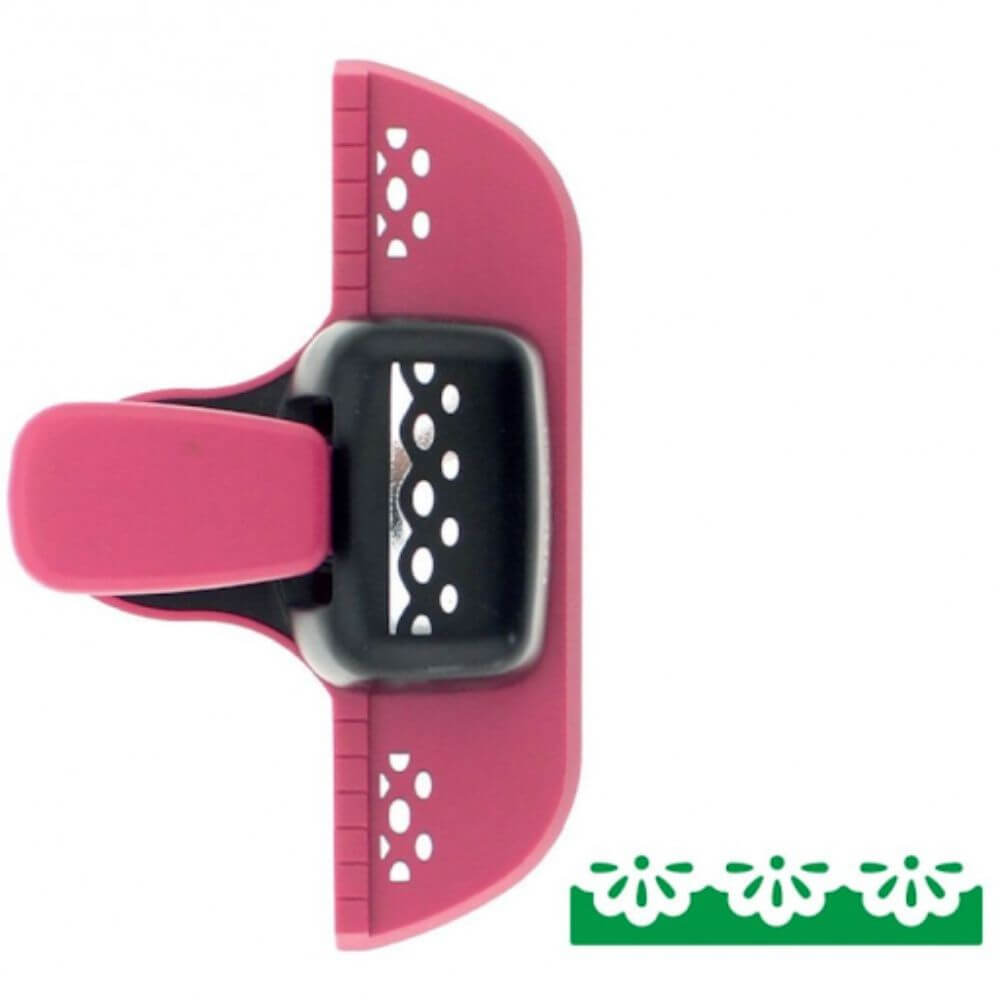 Perforator Bordura DACO Hobby, Model 1, Plastic/Metal, Perforare 4.6x1.1 cm, Roz/Negru