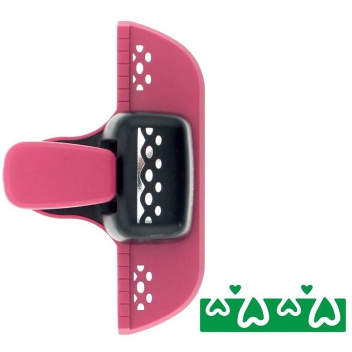 DACO Hobby Border perforátor, 3. modell, műanyag/fém, perforáció 4,6x1,1 cm, rózsaszín/fekete