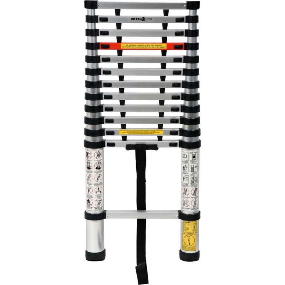 Scara telescopica, Vorel, 3,8 m, 150 kg, EN 131-6, Aluminiu, Argintiu/Negru