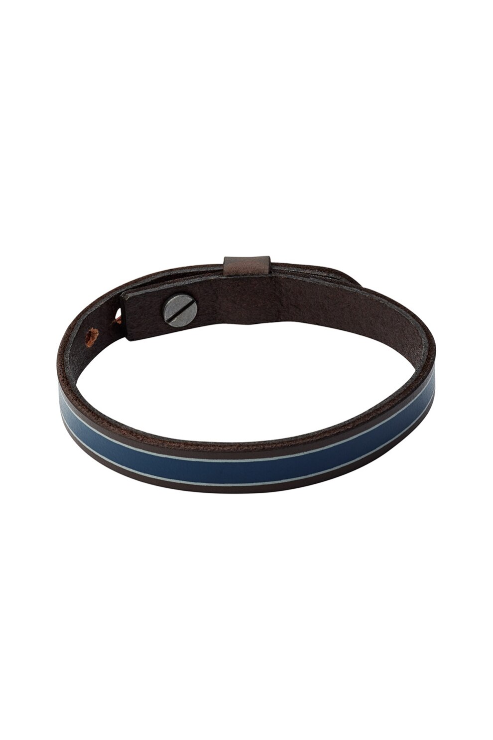 Fossil, Bratara de piele in dungi, Maro inchis/Albastru inchis