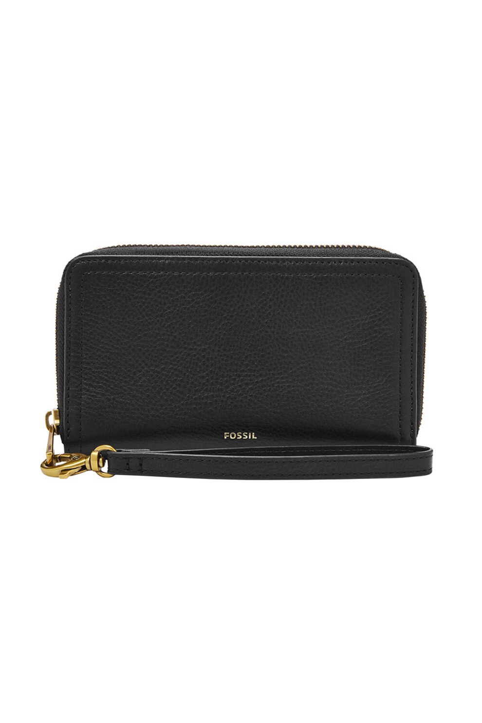 Fossil, Portofel de piele ecologica,cu fermoar Logan, Negru