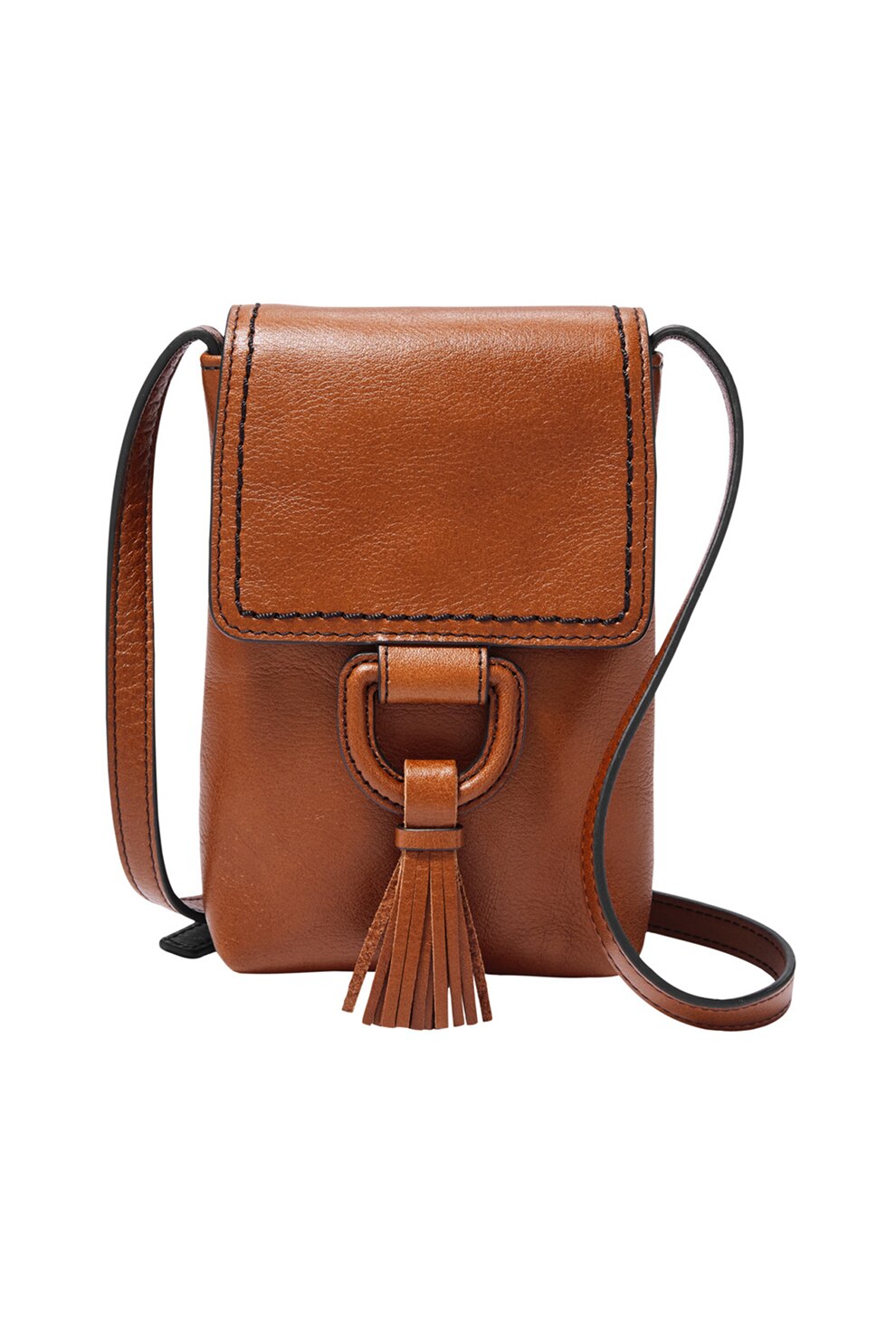 Fossil, Geanta crossbody de piele cu canaf Bobbie, Maro