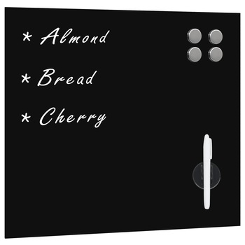 Set tabla magnetica de perete cu magneti, burete si marker, vidaXL, Sticla securizata, 40 x 40 cm, Negru Set tabla magnetica de perete cu magneti, burete si marker, vidaXL, Sticla securizata, 40 x 40 cm, Negru