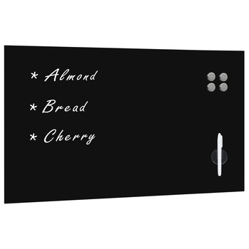 Set tabla magnetica de perete cu magneti, burete si marker, vidaXL, Sticla securizata, 120 x 60 cm, Negru Set tabla magnetica de perete cu magneti, burete si marker, vidaXL, Sticla securizata, 120 x 60 cm, Negru