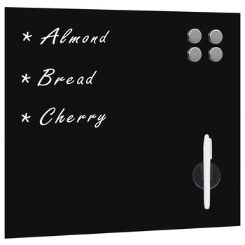 Set tabla magnetica de perete cu magneti, burete si marker, vidaXL, Sticla securizata, 50 x 50 cm, Negru Set tabla magnetica de perete cu magneti, burete si marker, vidaXL, Sticla securizata, 50 x 50 cm, Negru