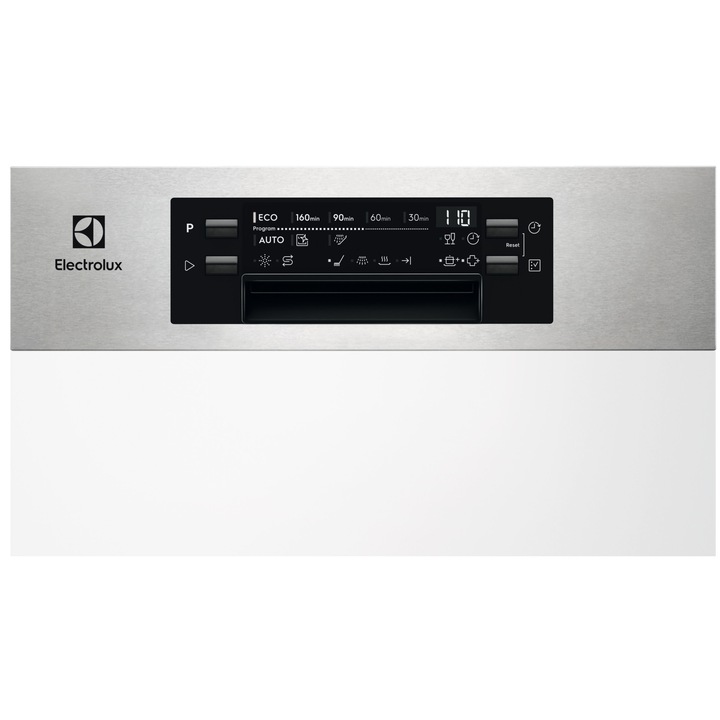 Masina de spalat vase semi-incorporabila Electrolux EEM43300IX, 10 seturi, 8 programe, Clasa D, Motor Inverter, AirDry, SatelliteClean, MaxiFlex, QuickLift, 45 cm