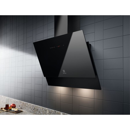 Hota incorporabila decorativa Electrolux LFV416K, Putere absorbtie 600 m3/h, LEDSpot, Control touch, 60 cm, Negru