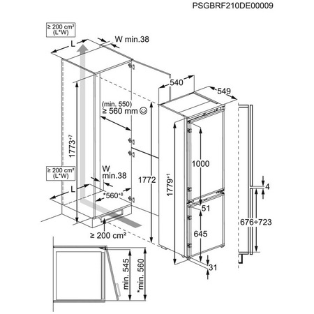 Combina frigorifica incorporabila LNT7TF18S, 256 l, Fresh Frost Free - No Frost, Ventilator, Usa reversibila slide, control electronic, Clasa F, H 178 cm