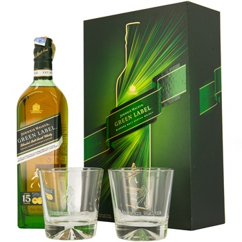 Pachet Whisky Johnnie Walker Green Label, Blended 0.7L + 2 Pahare, Editie 2020, 43% Pachet Whisky Johnnie Walker Green Label, Blended 0.7L + 2 Pahare, Editie 2020, 43%
