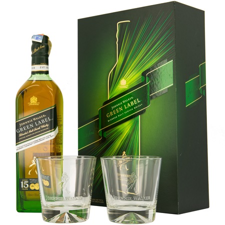 Pachet Whisky Johnnie Walker Green Label, Blended 0.7L + 2 Pahare, Editie 2020, 43%, 0.75l
