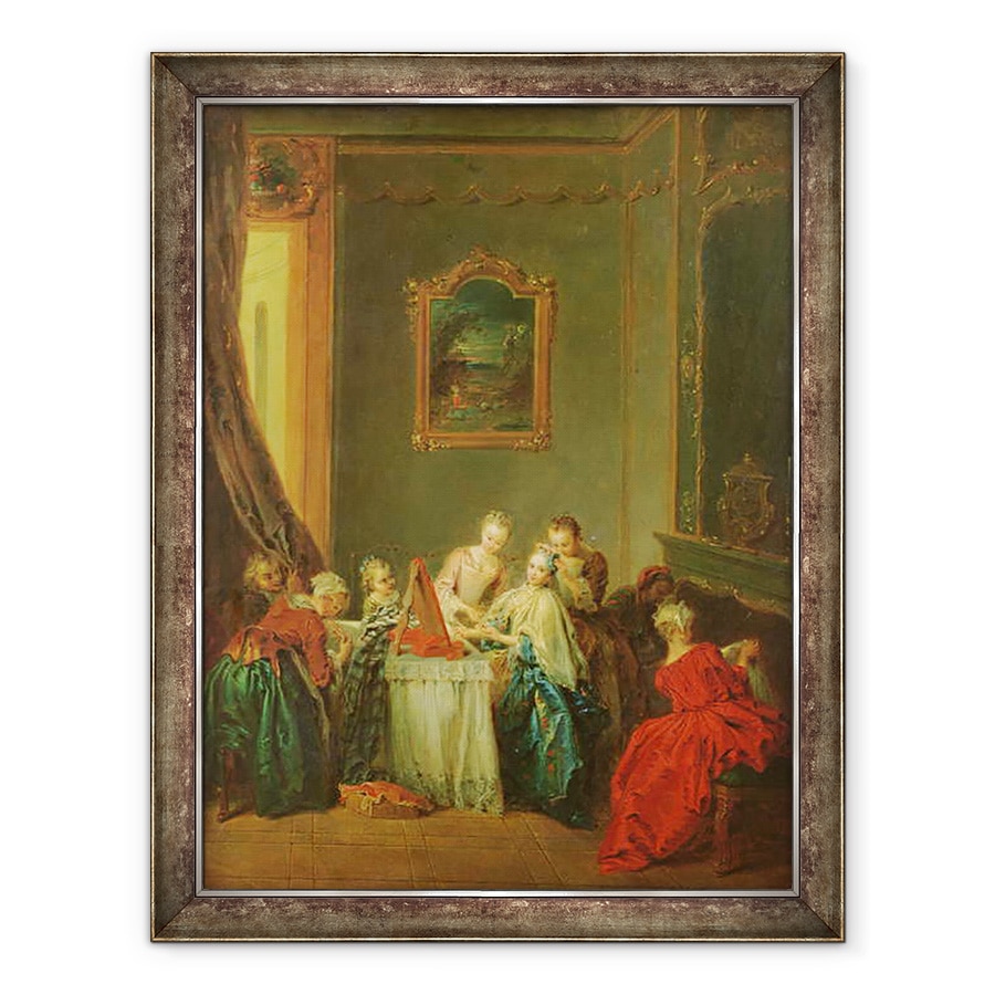 Tablou inramat - Jean-Baptiste Joseph Pater - Toaleta, Tanara femeie la masa ei de toaleta, 60 x 80 cm