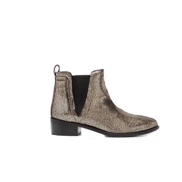 Botine Chiswick RT, Pepe Jeans London, Piele naturala, Auriu/Negru, 38 EU