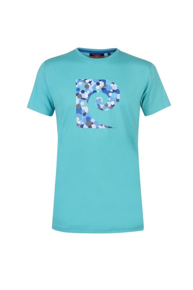 Tricou barbati, Pierre Cardin P Logo, Bumbac, M EU, Albastru deschis