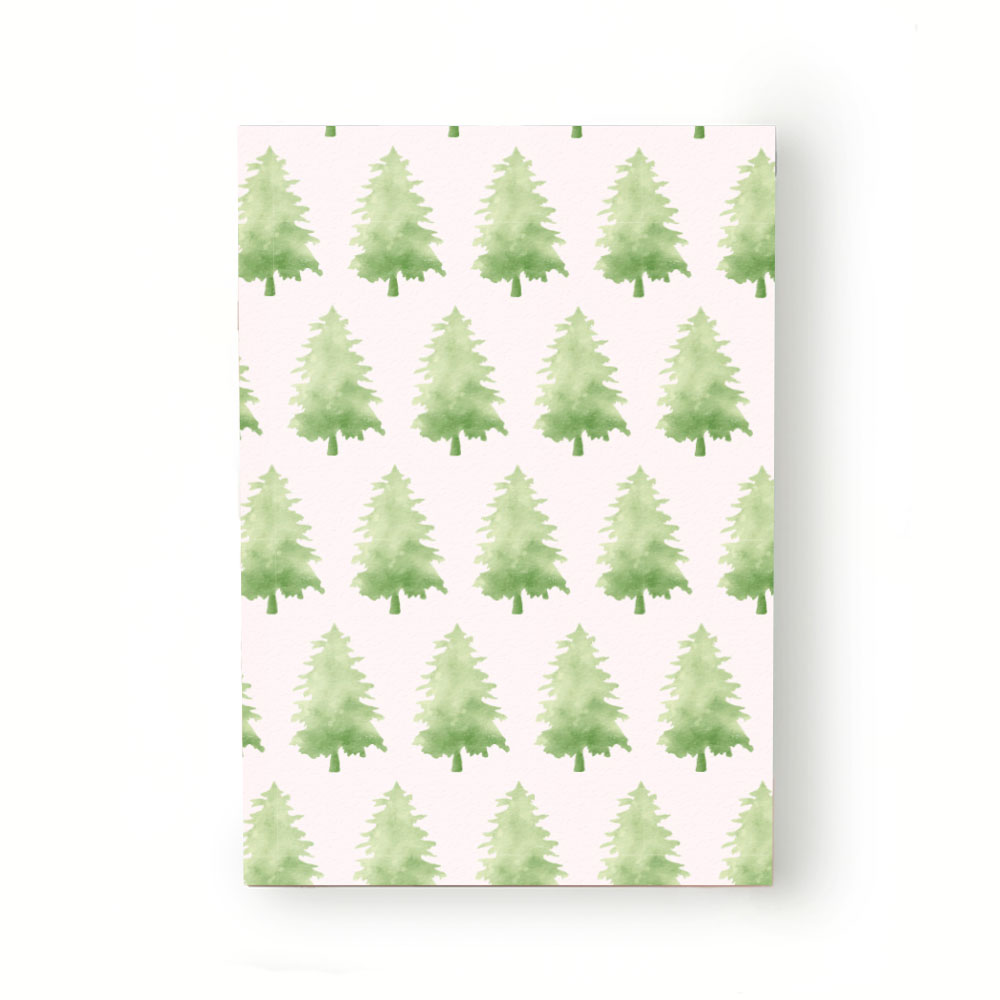 Caiet tip Agenda Heartwork cu muchie cusuta, Acuarela brazi verde deschis, Latime 140 mm x Inaltime 200 mm