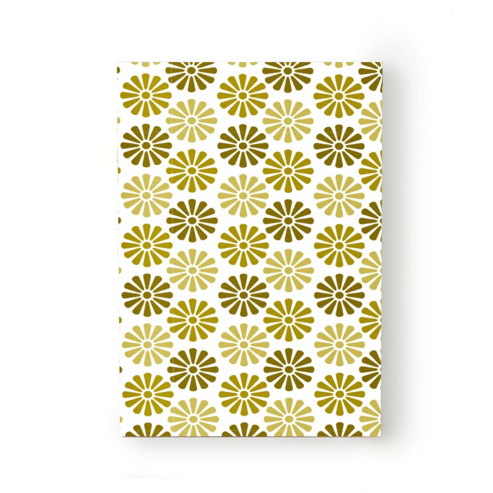 Caiet tip Agenda Heartwork cu muchie cusuta, Flori nuantate verde kaki, Latime 140 mm x Inaltime 200 mm