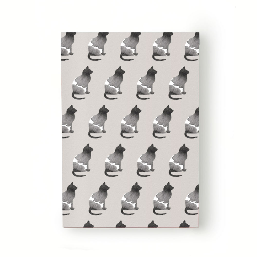Caiet tip Agenda Heartwork cu muchie cusuta, Pisici acuarela negru, Latime 140 mm x Inaltime 200 mm