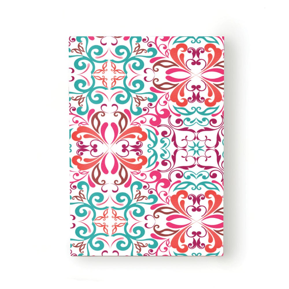 Caiet tip Agenda Heartwork cu muchie cusuta, Floral baroc rosu si verde, Latime 140 mm x Inaltime 200 mm