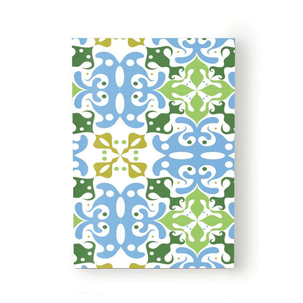 Caiet tip Agenda Heartwork cu muchie cusuta, Motiv abstract verde si albastru, Latime 140 mm x Inaltime 200 mm