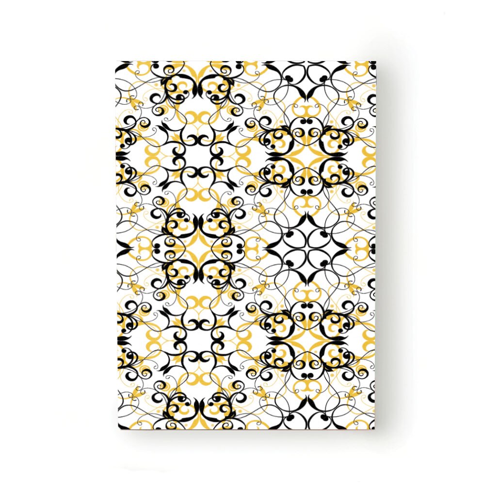 Caiet tip Agenda Heartwork cu muchie cusuta, Floral baroc negru si auriu, Latime 140 mm x Inaltime 200 mm