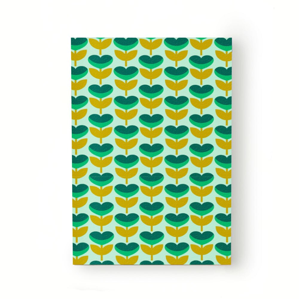 Caiet tip Agenda Heartwork cu muchie cusuta, Flori verzi inima, Latime 140 mm x Inaltime 200 mm