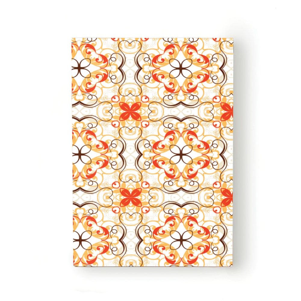 Caiet tip Agenda Heartwork cu muchie cusuta, Floral baroc negru si portocaliu, Latime 140 mm x Inaltime 200 mm