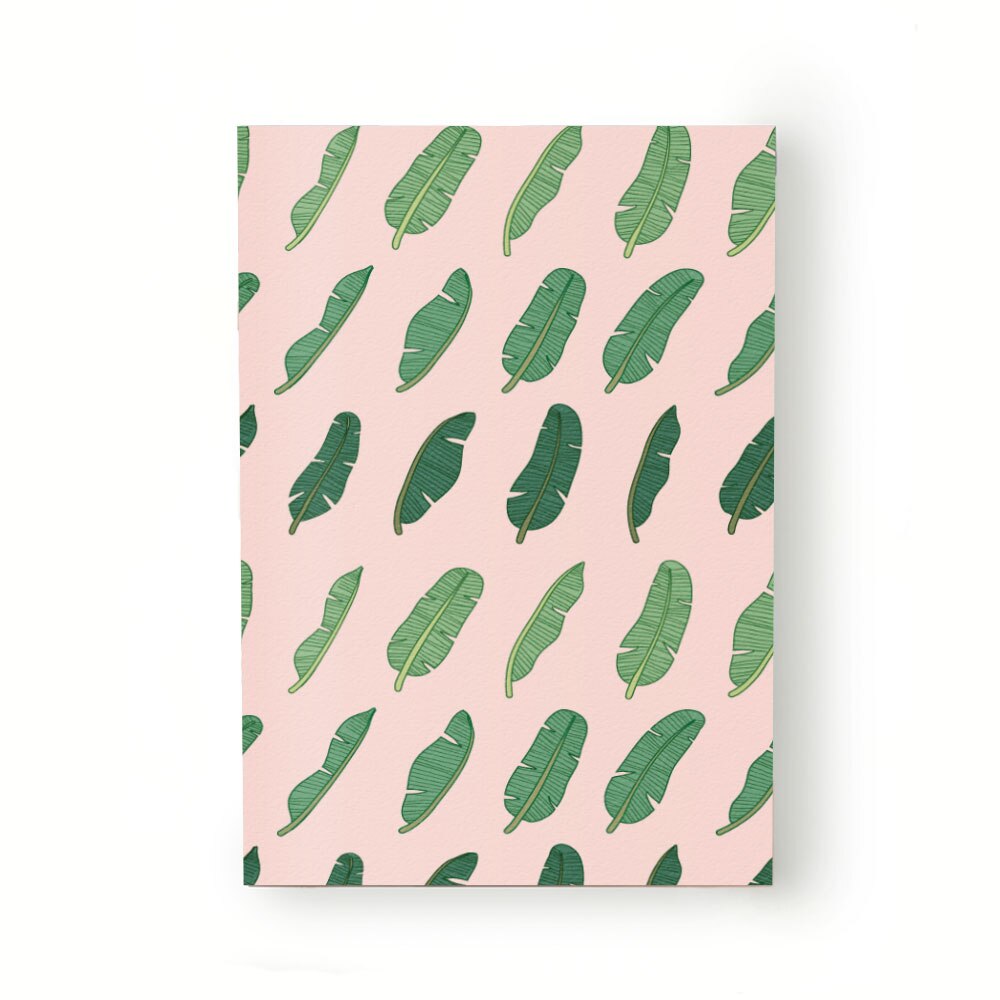 Caiet tip Agenda Heartwork cu muchie cusuta, Motiv frunze de palmier, Latime 140 mm x Inaltime 200 mm