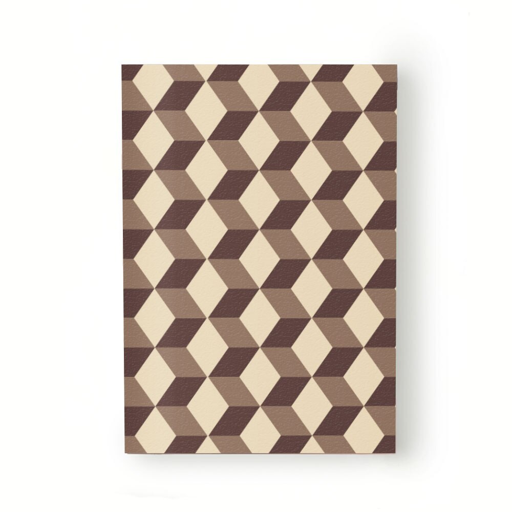 Caiet tip Agenda Heartwork cu muchie cusuta, Geometric cuburi tridimensionale maro, Latime 140 mm x Inaltime 200 mm