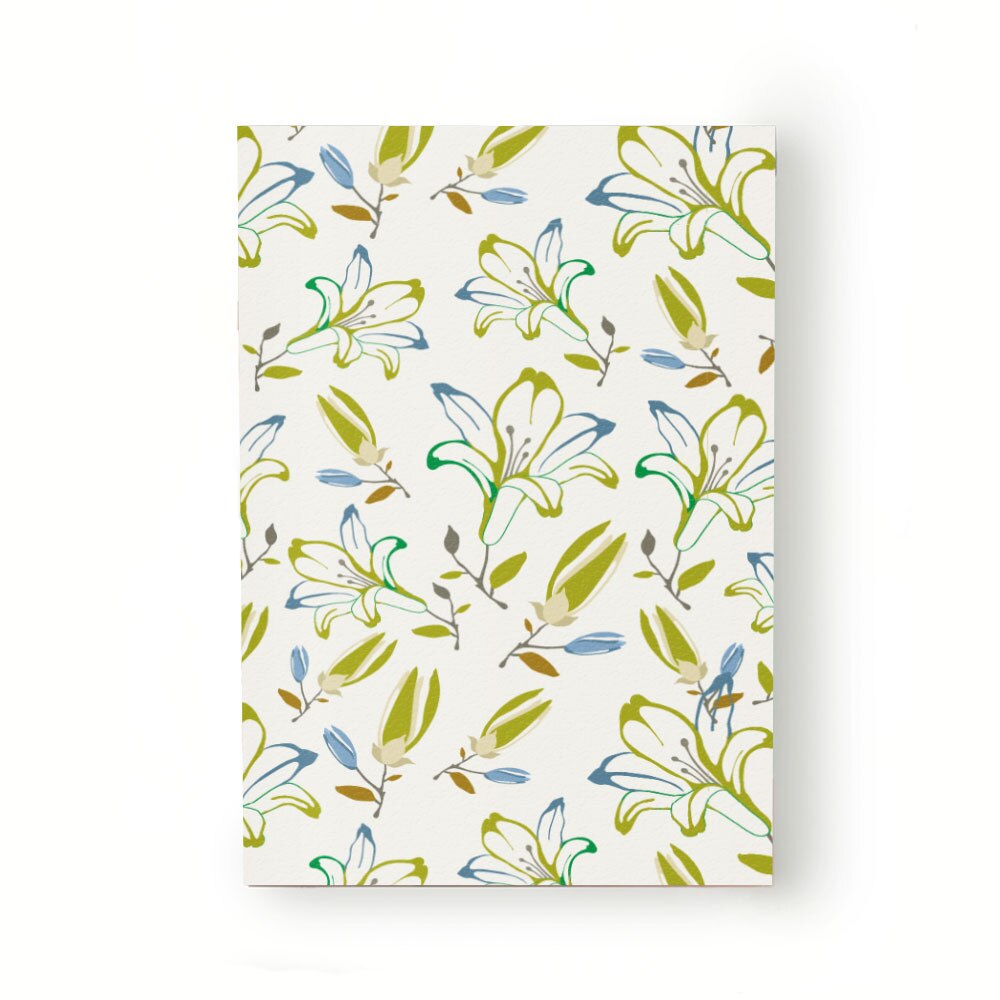 Caiet tip Agenda Heartwork cu muchie cusuta, Flori de crin verde pal, Latime 140 mm x Inaltime 200 mm
