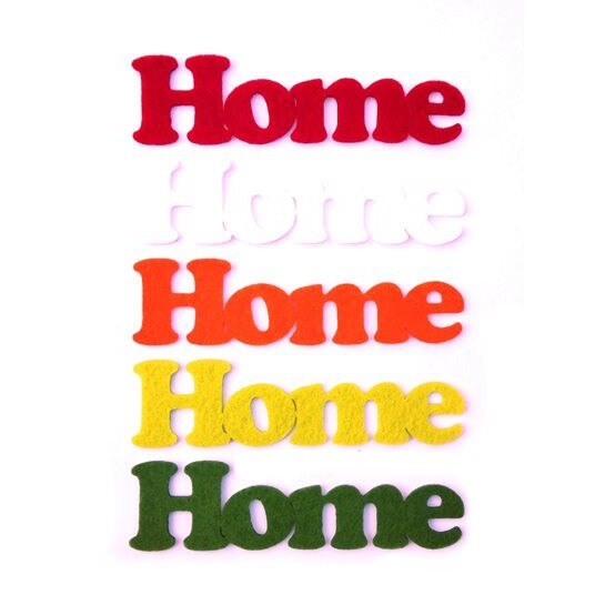 Set 5 figurine din fetru - Home, culori vioaie, 10.5 x 3 cm