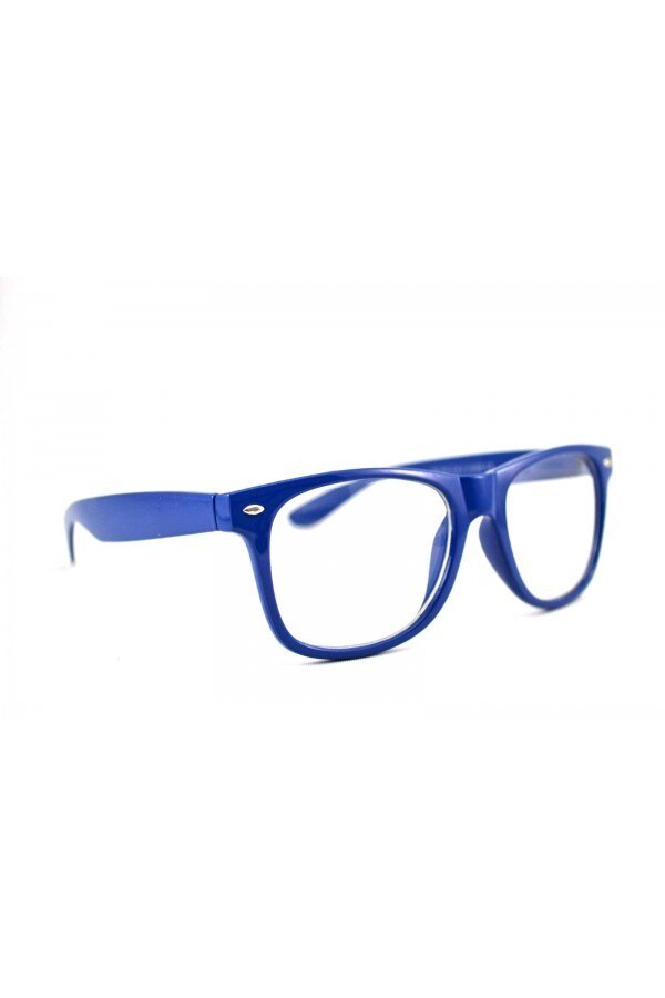 Rame cu lentile transparente tip Wayfarer Albastru