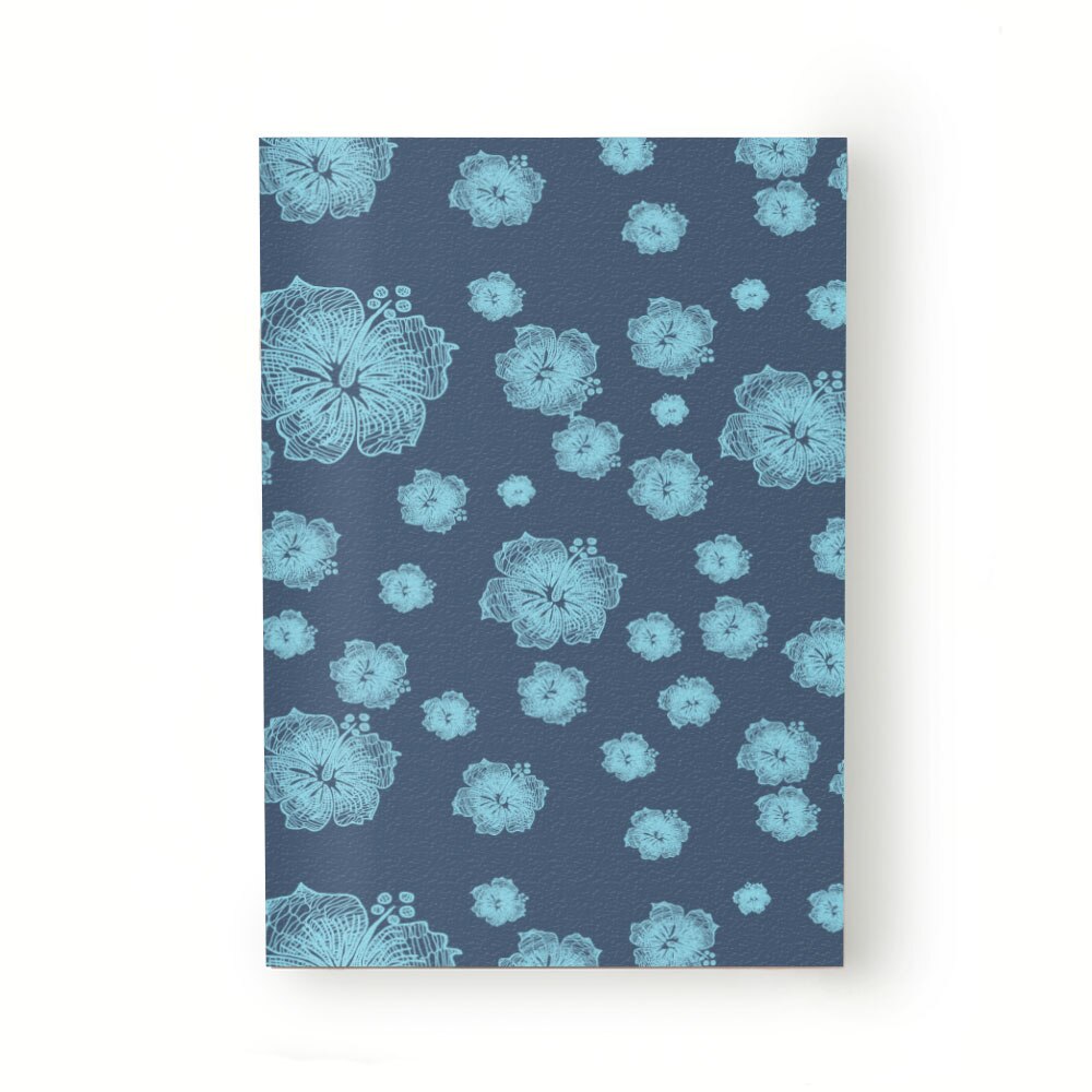 Caiet tip Agenda Heartwork cu muchie cusuta, Flori tropicale contur albastru luminos, Latime 140 mm x Inaltime 200 mm