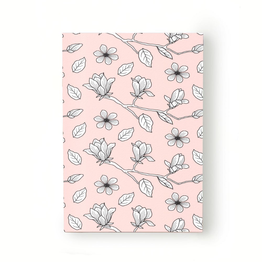 Caiet tip Agenda Heartwork cu muchie cusuta, Ramuri magnolie roz, Latime 140 mm x Inaltime 200 mm