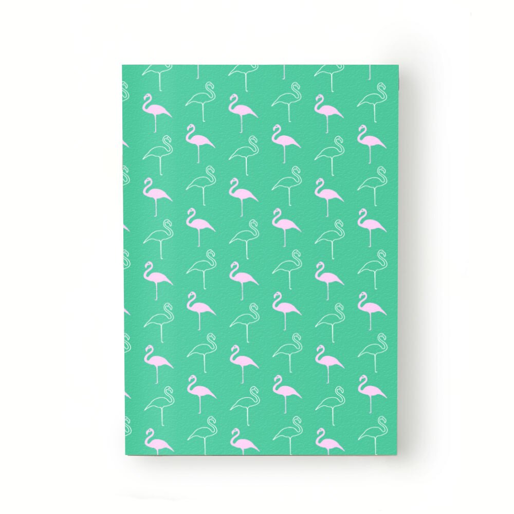 Caiet tip Agenda Heartwork cu muchie cusuta, Pasari flamingo fundal verde, Latime 140 mm x Inaltime 200 mm