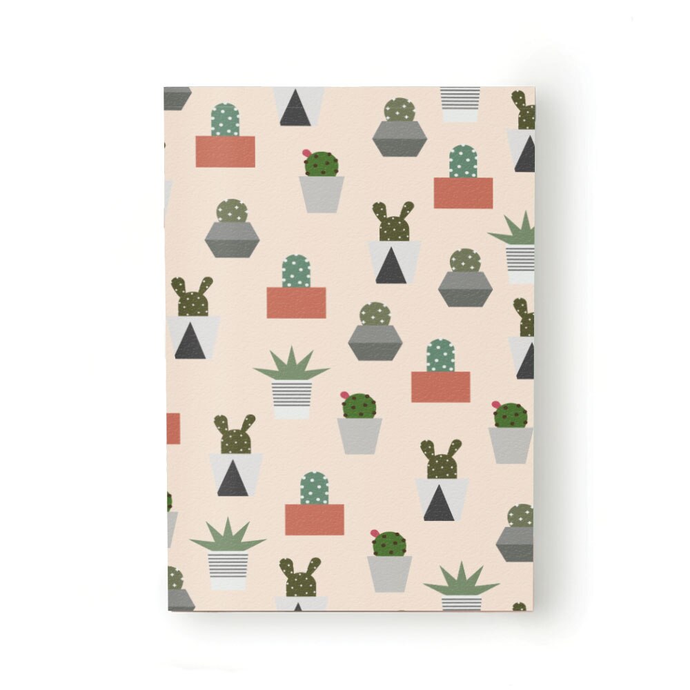 Caiet tip Agenda Heartwork cu muchie cusuta, Ghivece stilizate cactus, Latime 140 mm x Inaltime 200 mm